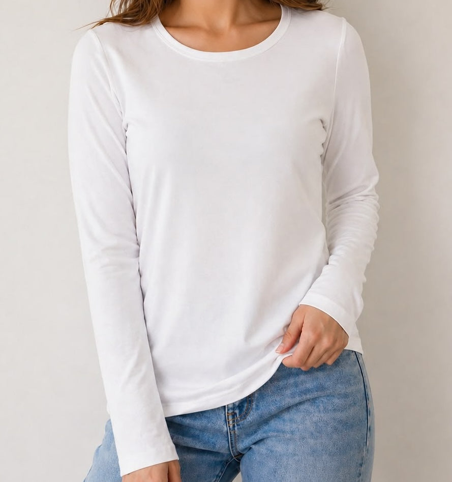 Pima Cotton Crewneck Long-Sleeve T-Shirt
