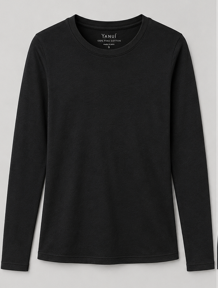 Pima Cotton Crewneck Long-Sleeve T-Shirt